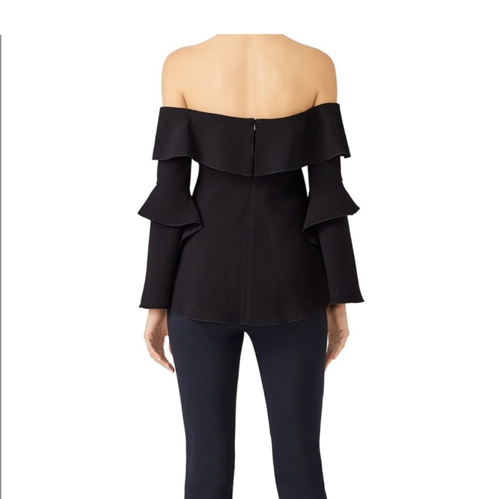 Size 6 NICHOLAS Black Off-Shoulder Ruffle Top - Picture 3 of 5